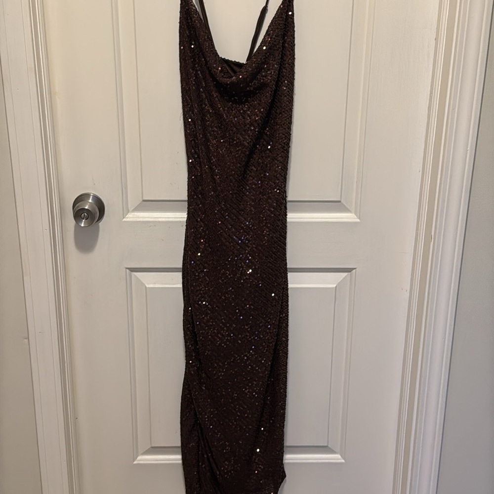 Windsor Cowell neck Brown Sequin Dress